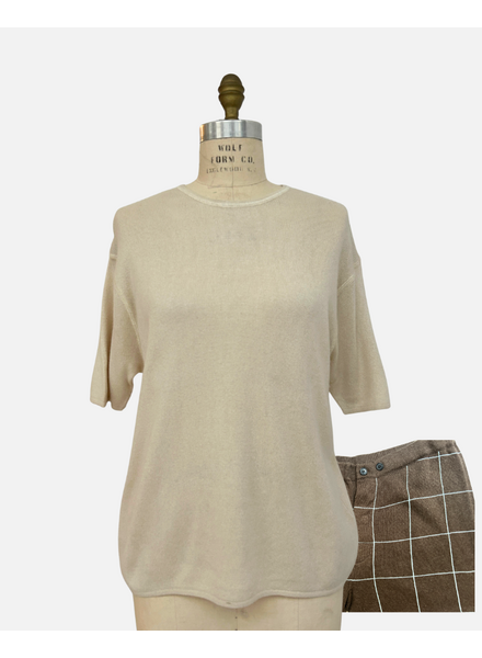 CO-CASHMERE BOXER SET: BEIGE/IVORY