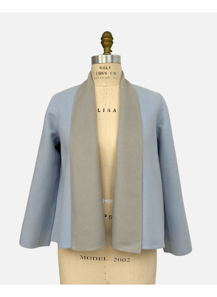 DF CASHMERE SHAWL COLLAR JKT: LIGHT BLUE-PEARL