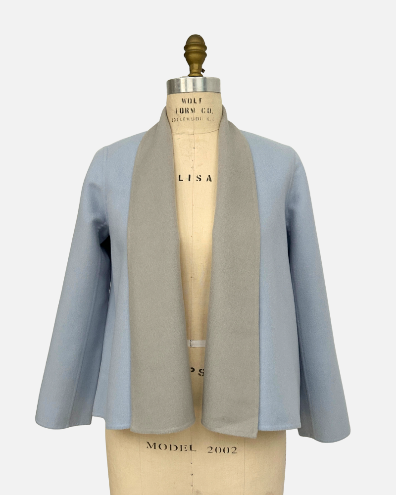 DF CASHMERE SHAWL COLLAR JKT: LIGHT BLUE-PEARL