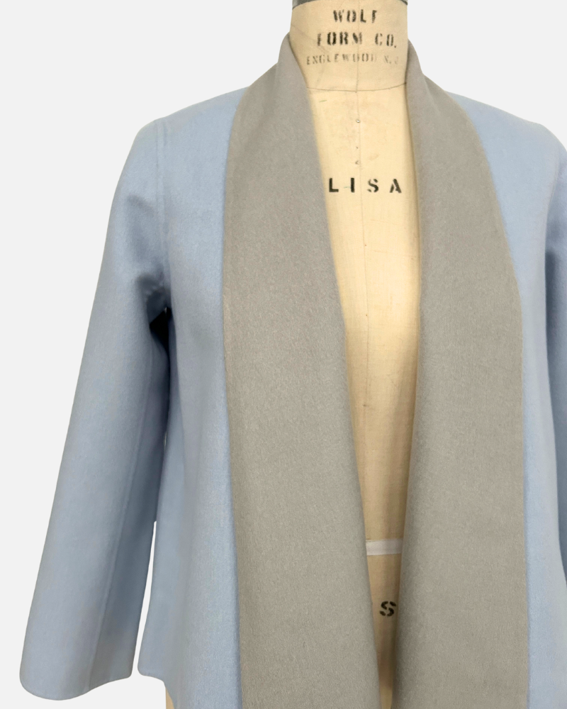 DF CASHMERE SHAWL COLLAR JKT: LIGHT BLUE-PEARL