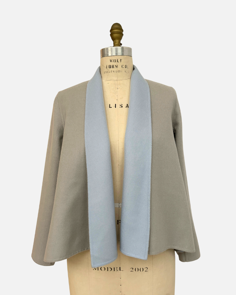DF CASHMERE SHAWL COLLAR JKT: LIGHT BLUE-PEARL