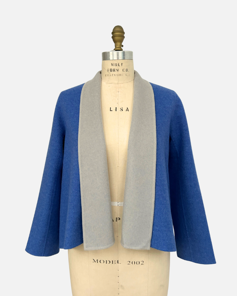 DF CASHMERE SHAWL COLLAR JKT: INK-PEARL