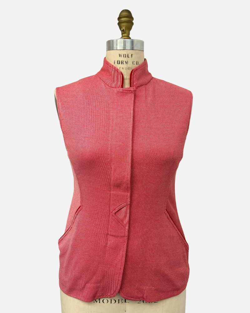 JERSEY STRIPED VEST: RED-WHITE