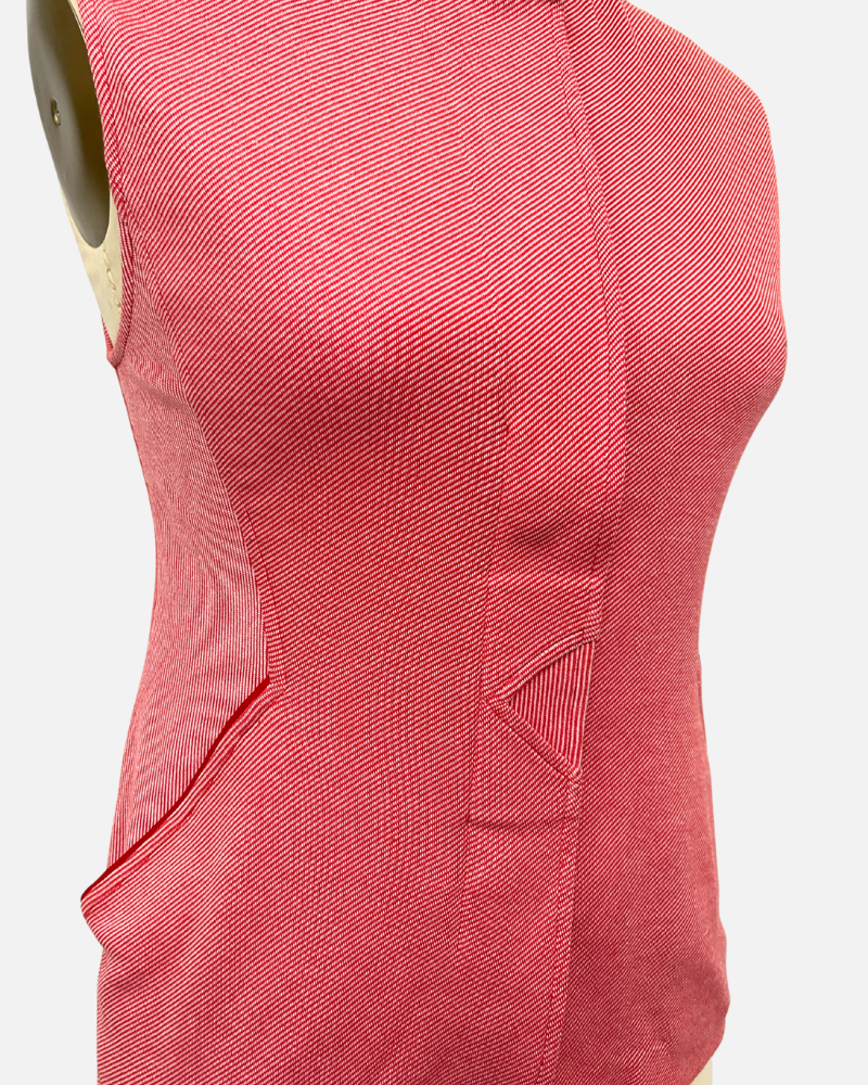 JERSEY STRIPED VEST: RED-WHITE