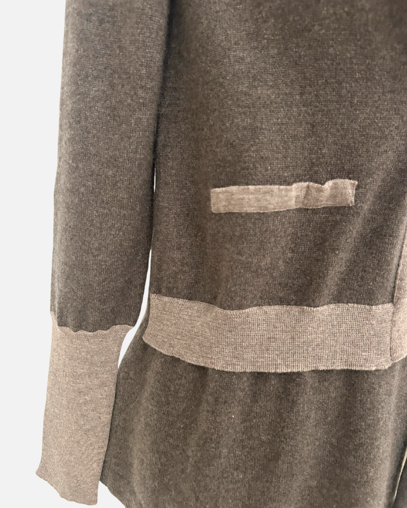 TWO LAYERS CARDIGAN: BROWN