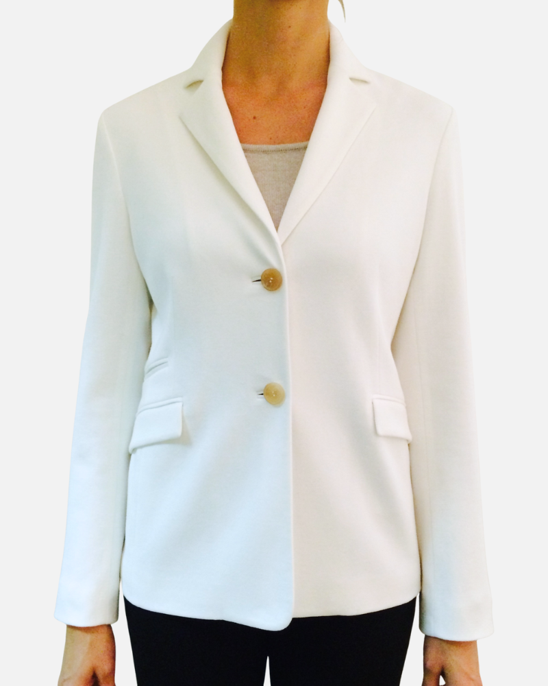 2 BUTTONS COTTON PIQUET BLAZER: IVORY