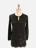 LONG SILK KNIT CARDIGAN W/ BEADED TRIM : BLACK - Copy
