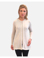 LONG CARDIGAN WITH FRINGES AND CRYSTALS, PEARL