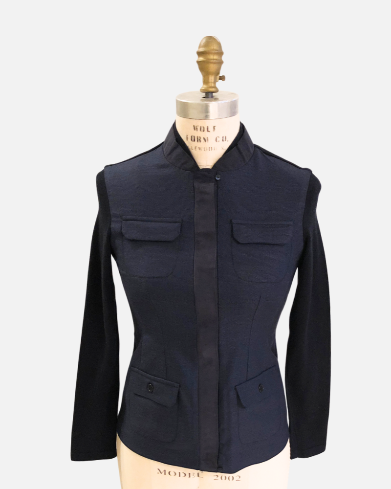 WOOL MILITARY JACKET: NAVY