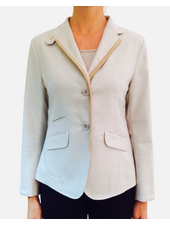 LINEN-SILK-WOOL JACKET WITH ULTRASUEDE: GRAY