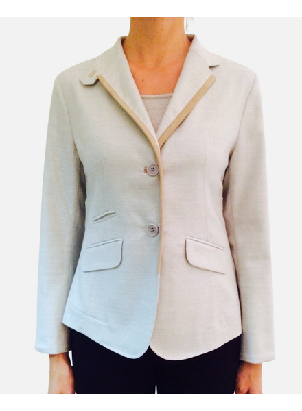 LINEN-SILK-WOOL JACKET WITH ULTRASUEDE: GRAY
