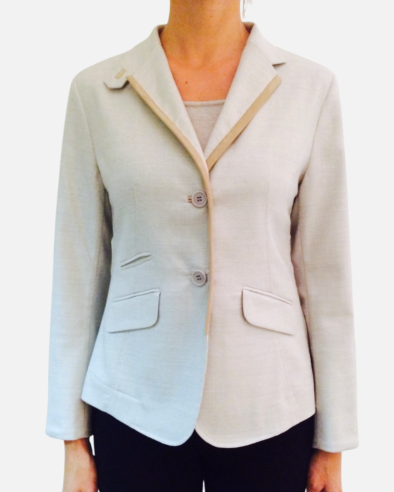 LINEN-SILK-WOOL JACKET WITH ULTRASUEDE: GRAY