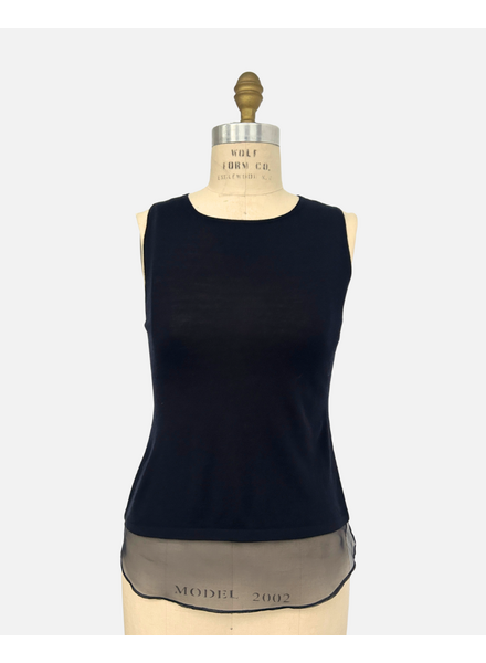 TANK WITH SILK, NAVY