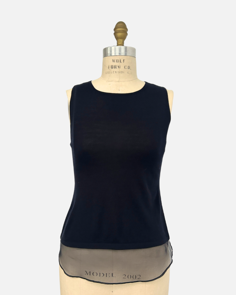 TANK WITH SILK, NAVY
