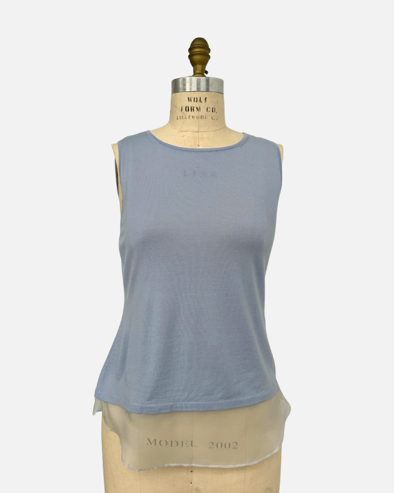 TANK WITH SILK, LIGHT BLUE