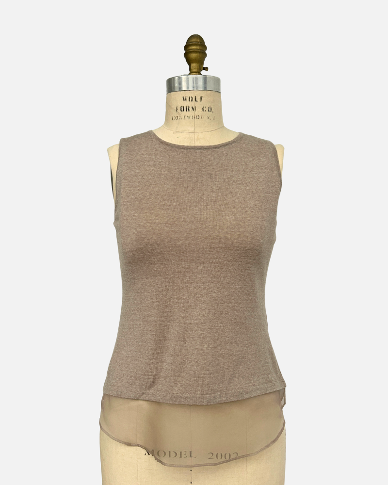 TANK WITH SILK, BEIGE
