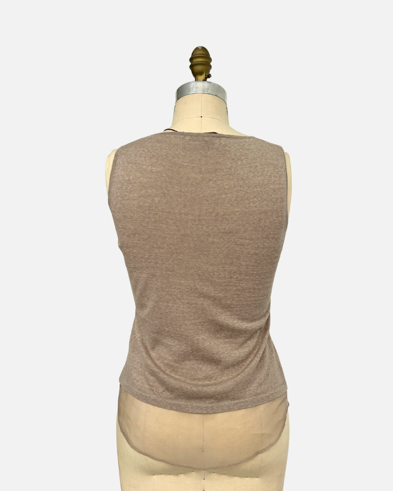 TANK WITH SILK, BEIGE
