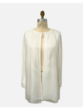 LIGHT WEIGHT OPEN CARDIGAN W/ ORGANZA: IVORY