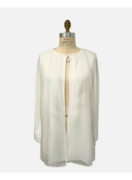 LIGHT WEIGHT OPEN CARDIGAN W/ ORGANZA: IVORY