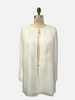 LIGHT WEIGHT OPEN CARDIGAN W/ ORGANZA: IVORY