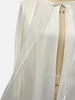 LIGHT WEIGHT OPEN CARDIGAN W/ ORGANZA: IVORY