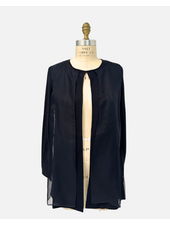 LIGHT WEIGHT OPEN CARDIGAN W/ ORGANZA, NAVY