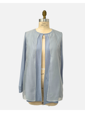 LIGHT WEIGHT OPEN CARDIGAN W/ ORGANZA : LIGHT BLUE