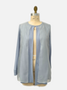 LIGHT WEIGHT OPEN CARDIGAN W/ ORGANZA : LIGHT BLUE
