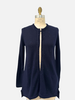 LONG CARDIGAN WITH FRINGES AND CRYSTALS: NAVY