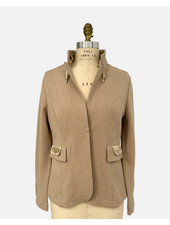COTTON BLAZER WITH SILK DETAILS: TAUPE
