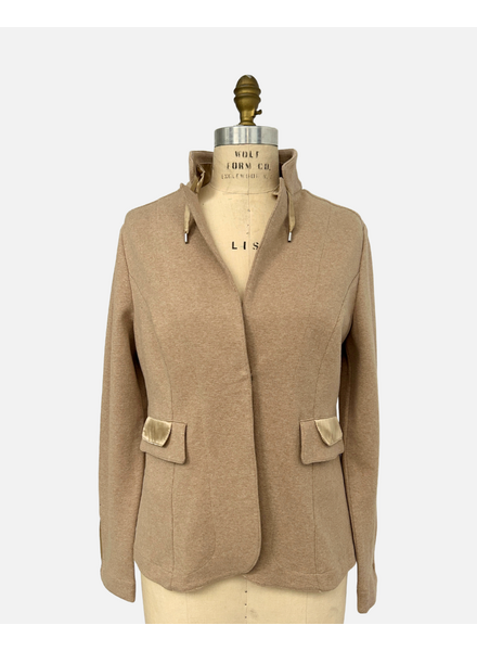 COTTON BLAZER WITH SILK DETAILS: TAUPE