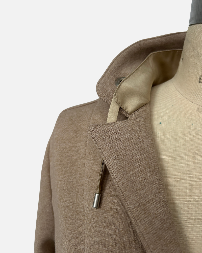 COTTON BLAZER WITH SILK DETAILS: TAUPE