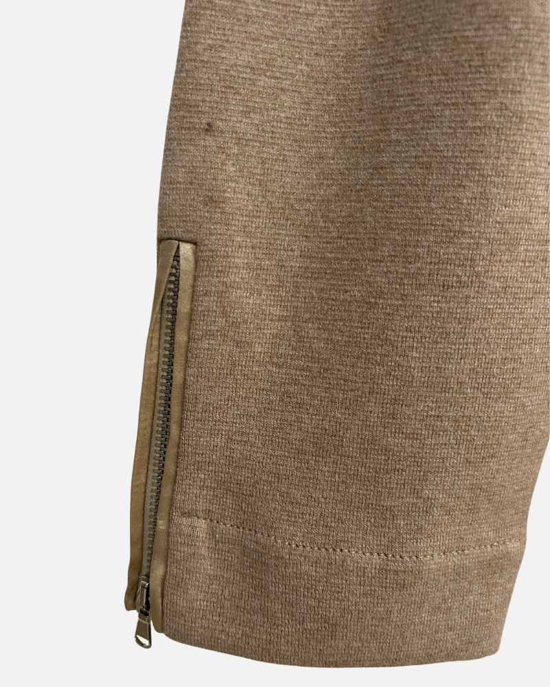 COTTON BLAZER WITH SILK DETAILS: TAUPE