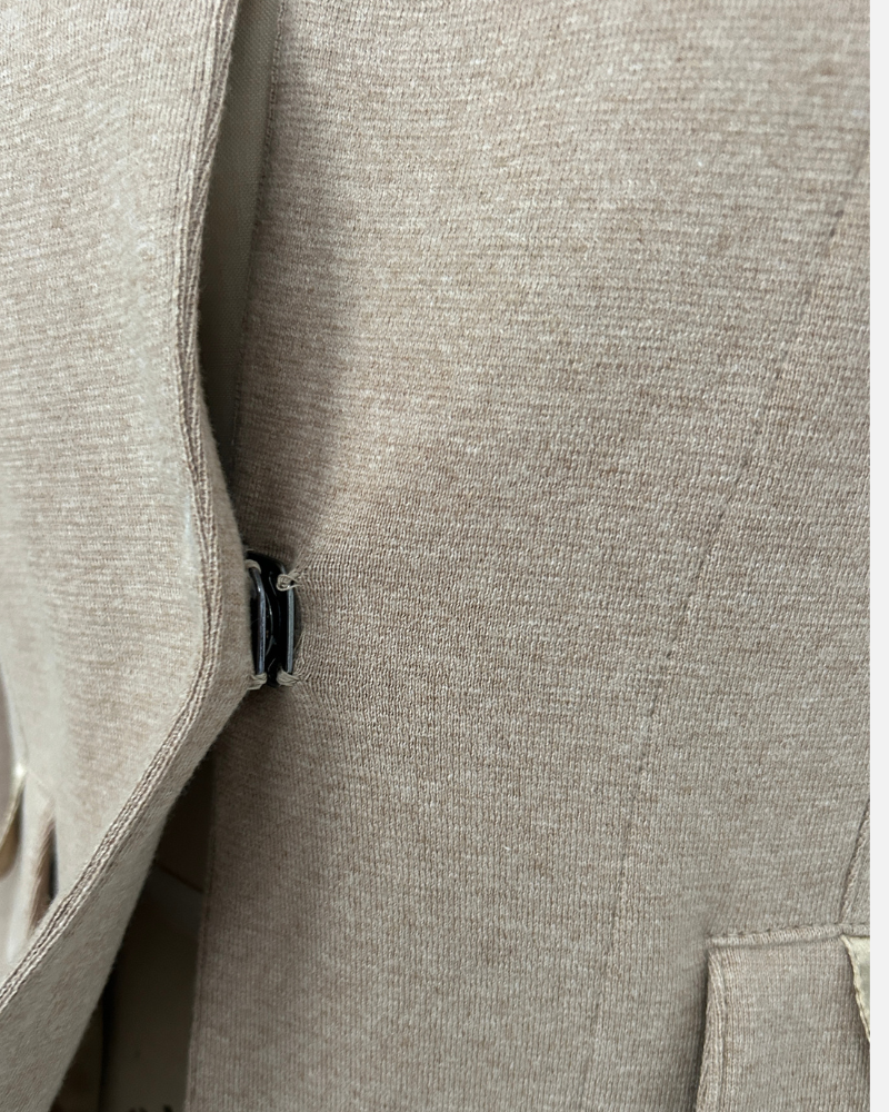 COTTON BLAZER WITH SILK DETAILS: TAUPE