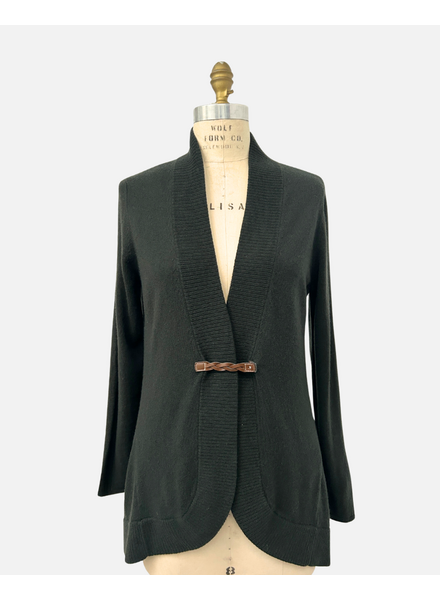 CASHMERE HIGH-LOW CARDIGAN, GREEN