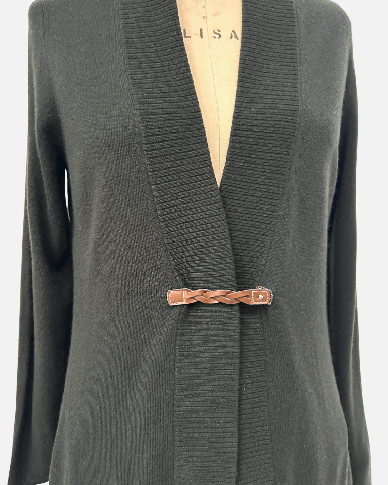 CASHMERE HIGH-LOW CARDIGAN, GREEN