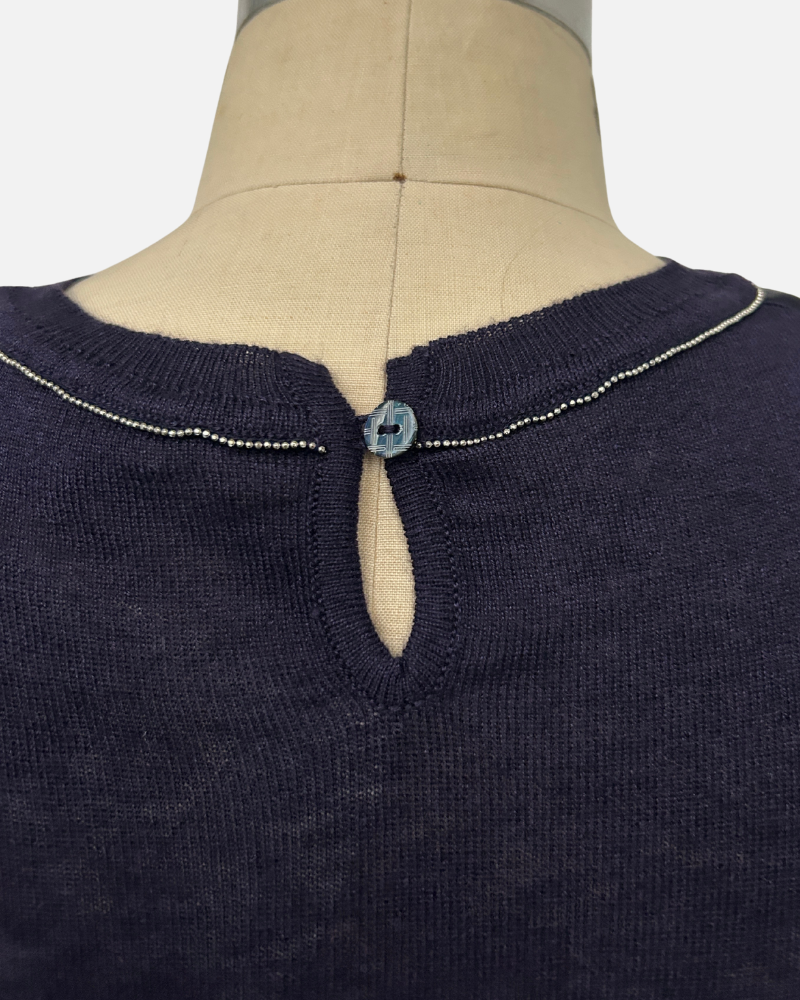 HAND DYE PONCHO W/ SEQUINS: AZURE