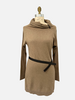 COWLNECK TUNIC  W/ BELT, TOBACCO