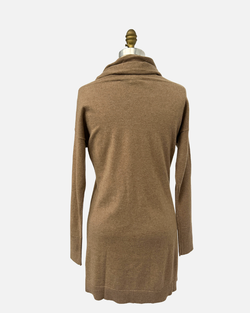 COWLNECK TUNIC  W/ BELT, TOBACCO