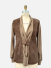 SUEDE AND KNIT CARDIGAN W/BUCKLE : TOBACCO