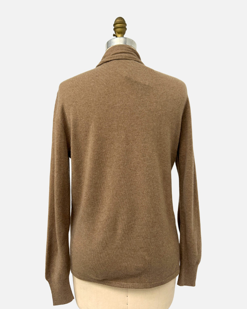 SUEDE AND KNIT CARDIGAN W/BUCKLE : TOBACCO