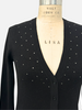 CASHMERE SHORT V-CARDIGAN WITH CRYSTALS: BLACK