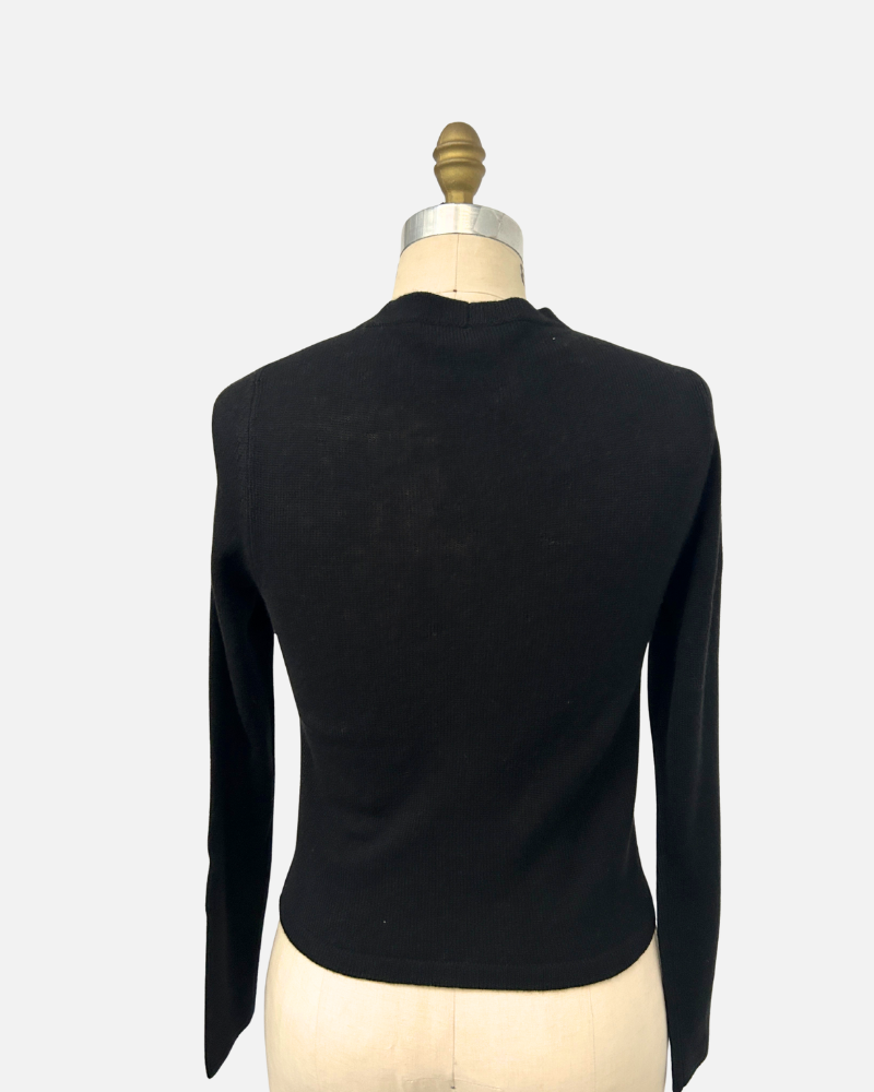 CASHMERE SHORT V-CARDIGAN WITH CRYSTALS: BLACK