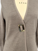 KNIT CARDIGAN WITH GROSGRAIN: TAUPE