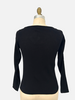 CASHMERE CREWNECK W/ VELVET DETAIL: BLACK