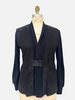 SUEDE AND KNIT CARDIGAN W/ BUCKLE, MIDNIGHT BLUE