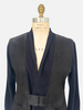 SUEDE AND KNIT CARDIGAN W/ BUCKLE, MIDNIGHT BLUE