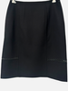 DOUBLE FACE WOOL W/ LEATHER INSET SKIRT: BLACK
