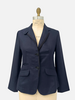 LINEN-SILK-WOOL JACKET WITH ULTRASUEDE: NAVY