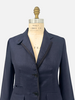 LINEN-SILK-WOOL JACKET WITH ULTRASUEDE: NAVY